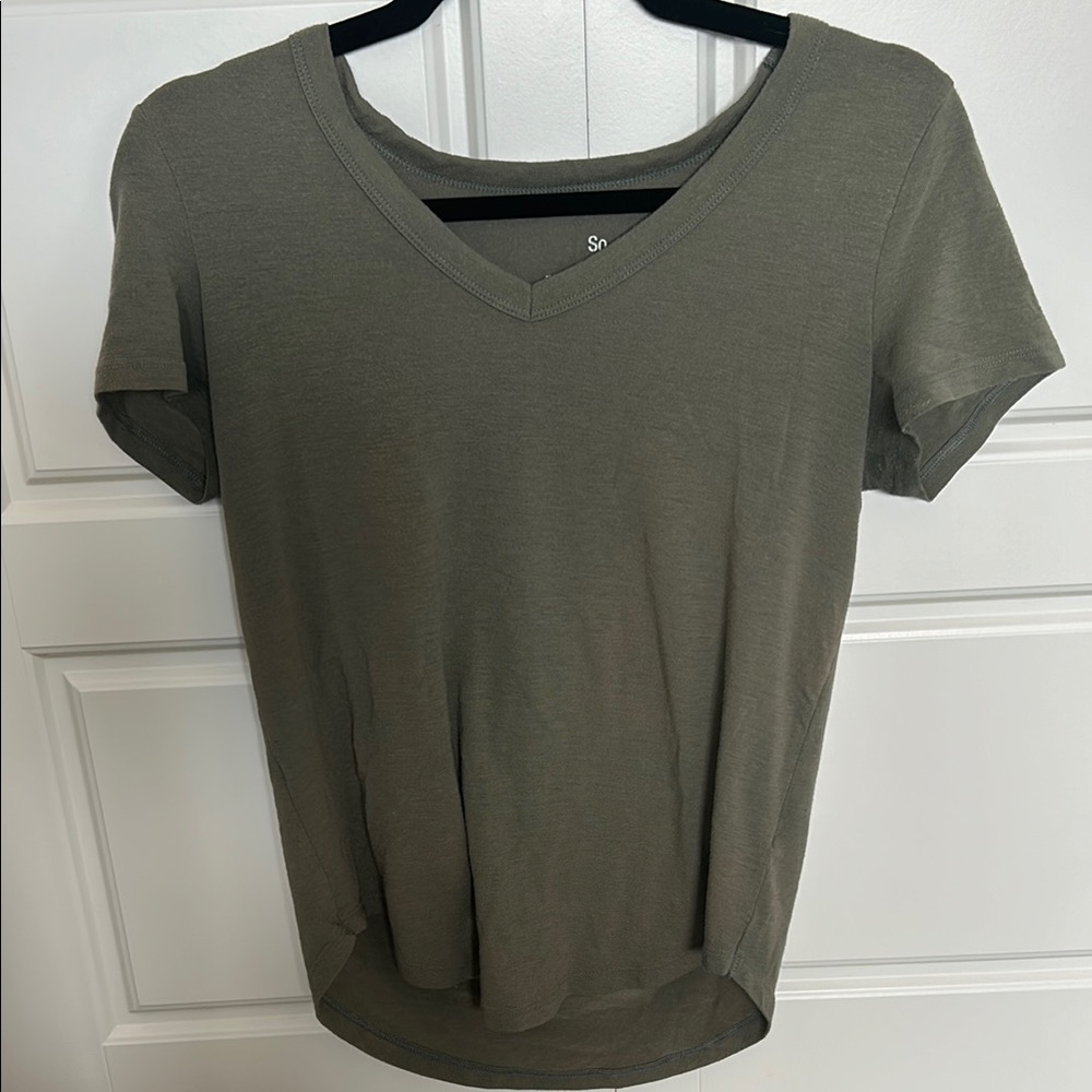 Women's V-Neck T-Shirt - Olive Green